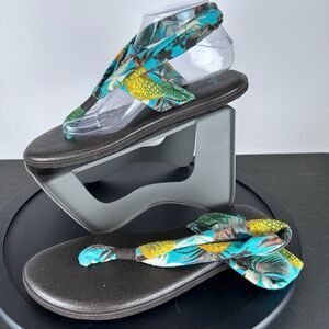Sanuk Yoga Sling 2 Hawaiian Tropical Flip Flops Sandals Womens 10